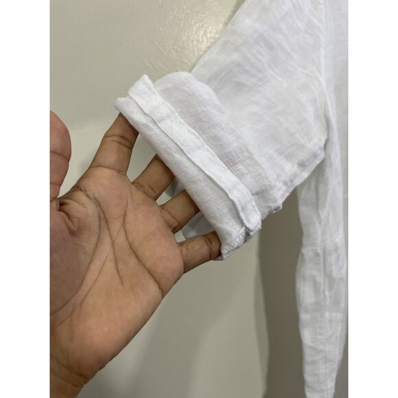 Cottage Coastal Boho Victorian Linen Peasant Dress S Prairie Lounge Italy Patio - Picture 2 of 15